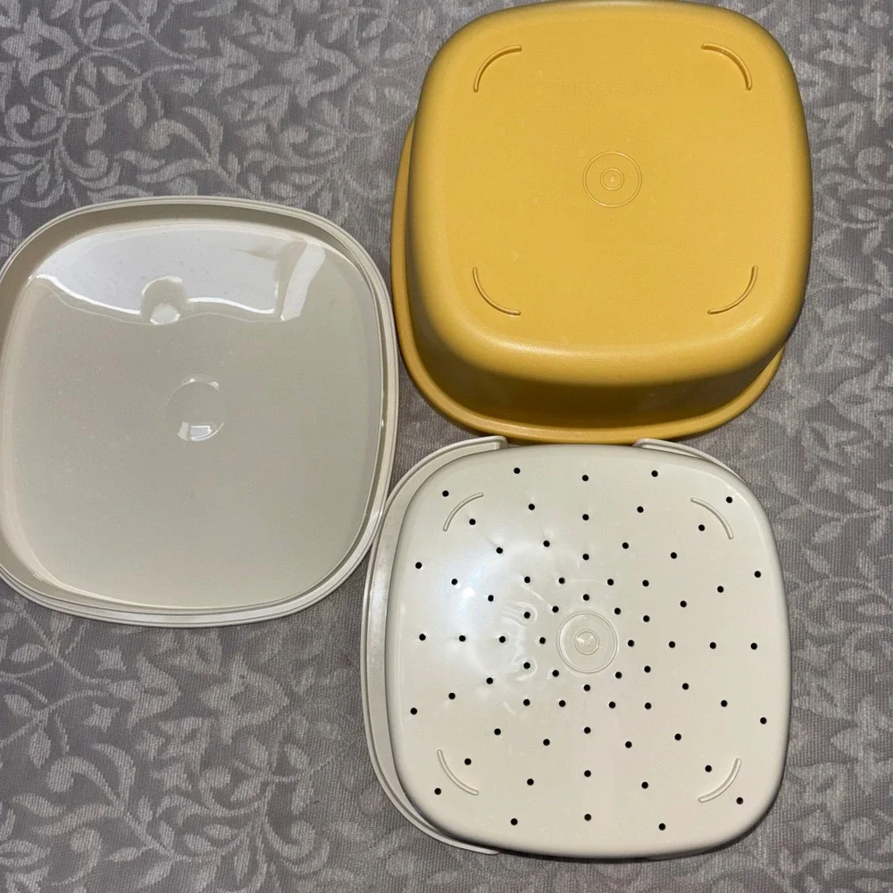 Tupperware Multi Server Steamer 3pc Set‎ Harvest Gold Vintage
